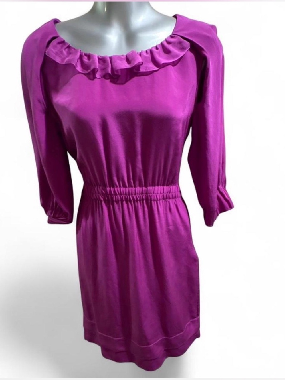 Stella McCartney Women's Ruffle Neck Purple Dress Sz S